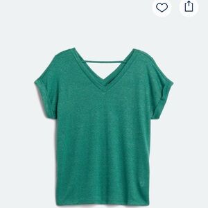 Bobeau Teal V-Neck Short Sleeve Tee